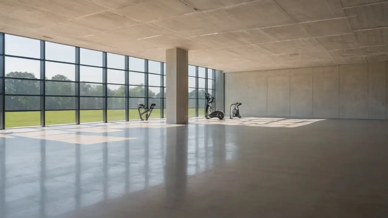 Ruhevolle, helle Sportumgebung mit Weite